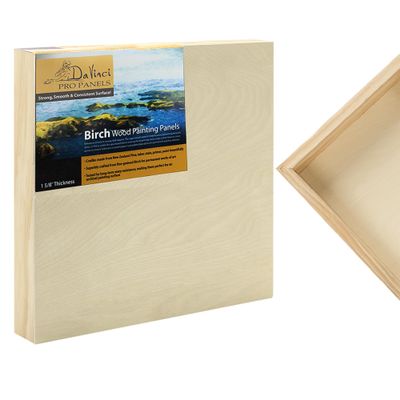 Da Vinci Pro Birch Wood Panel 1-5/8 Deep 18x18 4-Pack - Fine Textured, Warp Resistant, Lightweight & Rigid Perfect for Mounting Sanded Pastel or Watercolor Paper, Linen or Canvas