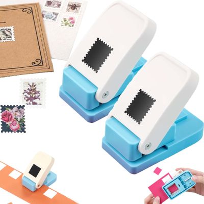 2026 Upgrade Postage Stamp Puncher Square,Square Punch 1 Inch,Stamp Shaped Paper Punch,Portable Effort-Saving Tool for DIY Cardboard Scrapbook Postage Envelope Labels Wrapping (2PCS)