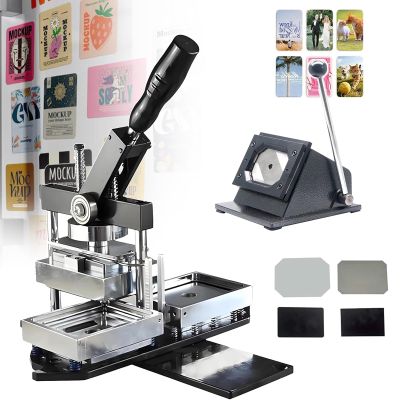 Professional Magnet Maker Machine Kit: 3.5x2.5 Inch Rectangle Magnet Press Machine with Photo Cutter & 100 Sets Cardboard Supplies, Magnet Making Machine for Fridge Magnet Making Machine Projects