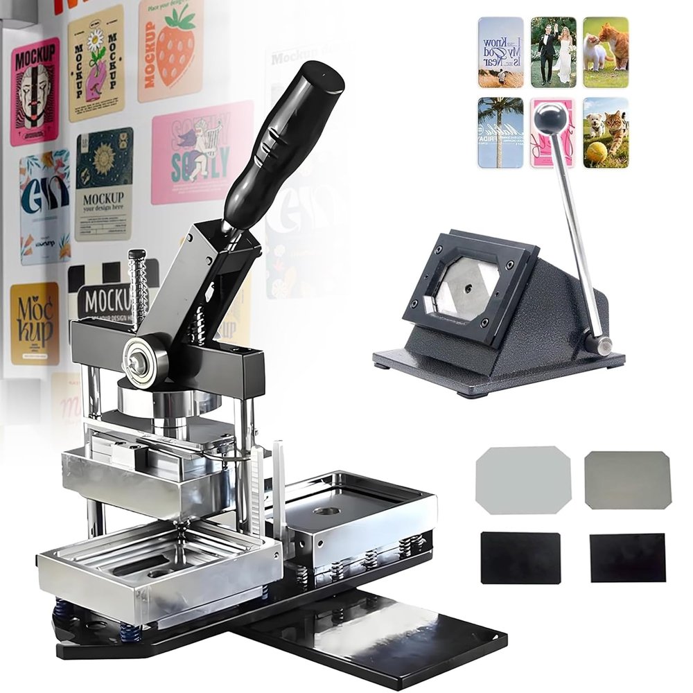 Professional Magnet Maker Machine Kit: 3.5x2.5 Inch Rectangle Magnet Press Machine with Photo Cutter & 100 Sets Cardboard Supplies, Magnet Making Machine for Fridge Magnet Making Machine Projects