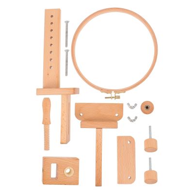 WEKAMOS Beech Wood Embroidery Hoop Stand with 20 Round Frames, Cross Stitch Rack for Needlework Crafting, Desktop Inserted Wooden Embroidery Tool Set for DIY Stitching