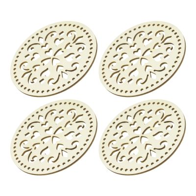 MECCANIXITY Crochet Basket Base 5.5 Inch Circle Wooden Crochet Bag Bottom Unfinished Wood for DIY Craft Basket Crochet, Bag Weaving Knitting Bases, Pack of 4, Heart Shine