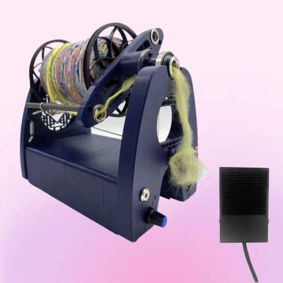 Large electric wheel for pet hair, handspun yarn, and for fiber art creation.