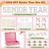 Yousoontic 2026 Class of Senior Graduation DIY Wooden Box Kit Large Wooden Keepsake Box with Pearl Letters Lace Bow Roses Glitter Alphabet & Numbers Pearl Decals Personalized Gift for Her(Pink) view 2