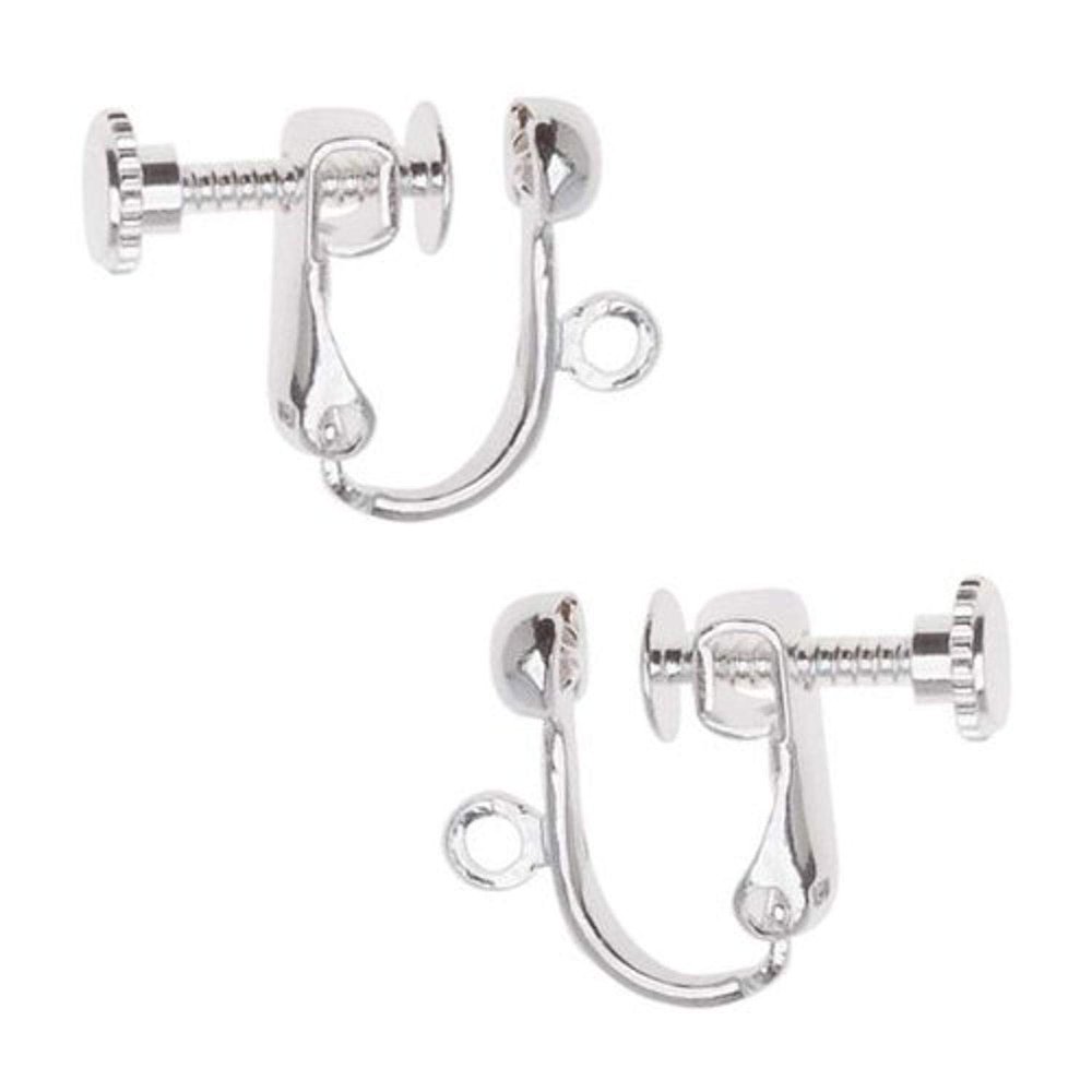Beadaholique Screw Back Non-Pierced Earring Findings, Silver, Pair of 10