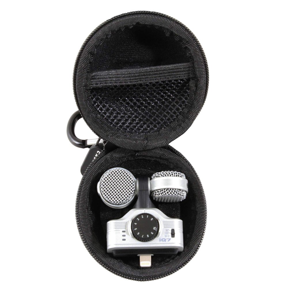 CASEMATIX Clip-on Phone Microphones Travel Case Compatible with Zoom iQ7, iQ6, Mounted Zoom XYH5 Stereo Microphone Capsule and More, Case Only