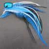 Hair Feathers ; 2 Dozen - Short BLUE MIX Grizzly Rooster Hair Extension Feathers view 1