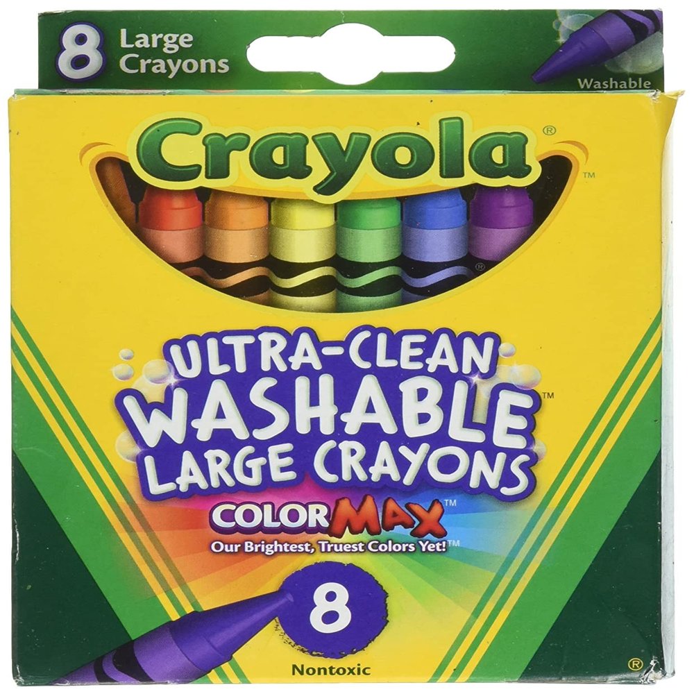 Crayola Washable Crayons, Large Size, 8 Colors, Pack of 1