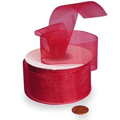Red Shimmer Sheer Organza Ribbon 1 1/2" X 25 Yards