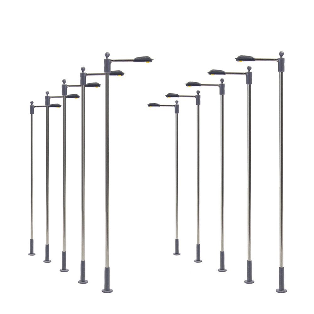 LQS10W 10pcs Model Railway Train Lamp Post Street Bright White Lights HO OO Scale LEDs New