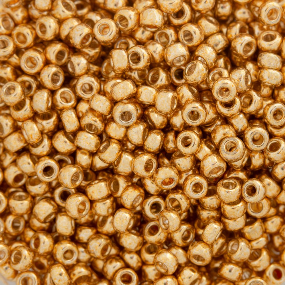Miyuki Round Seed Beads, 11/0, Galvanized Dyed Yellow Gold, 8.5g Tube, Glass Beads for Loom Weaving, Embroidery, Stringing & Jewelry Making, Made in Japan
