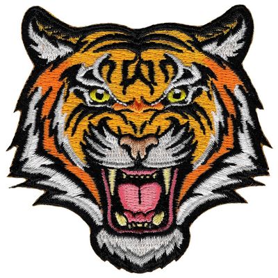 Tiger Patch Embroidered Iron-On Applique Roaring Bengal Striped Souvenir