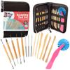 Pottery Tool Starter Kit- 15-Piece 26-Tool Beginner's Clay Ceramics Modeling Carving Sculpting Set- Arts & Crafts School Project, w Carrying Case, Birthday Gift for Kids, Gift Set for Artists view 1