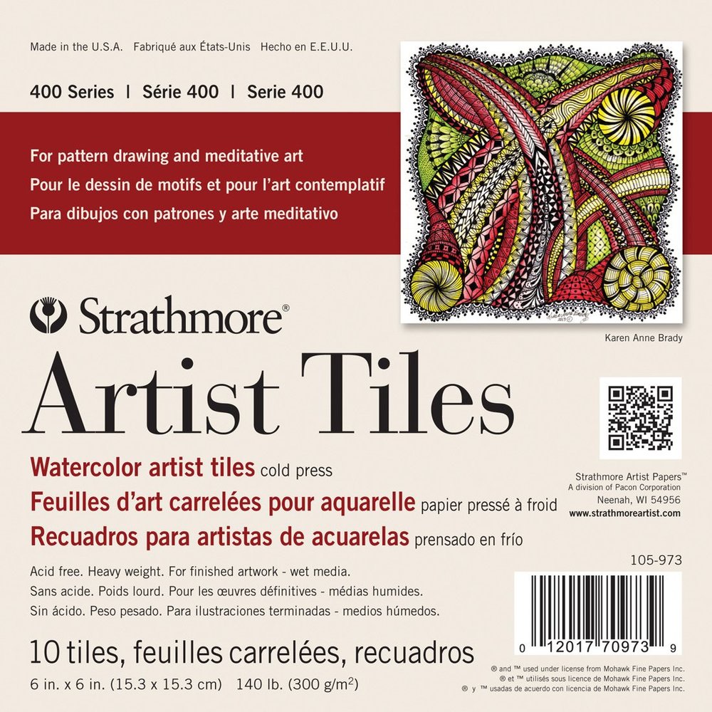 Strathmore 400 Series Watercolor Artist Tiles, Cold Press, 6"x6", 10 Sheets, White