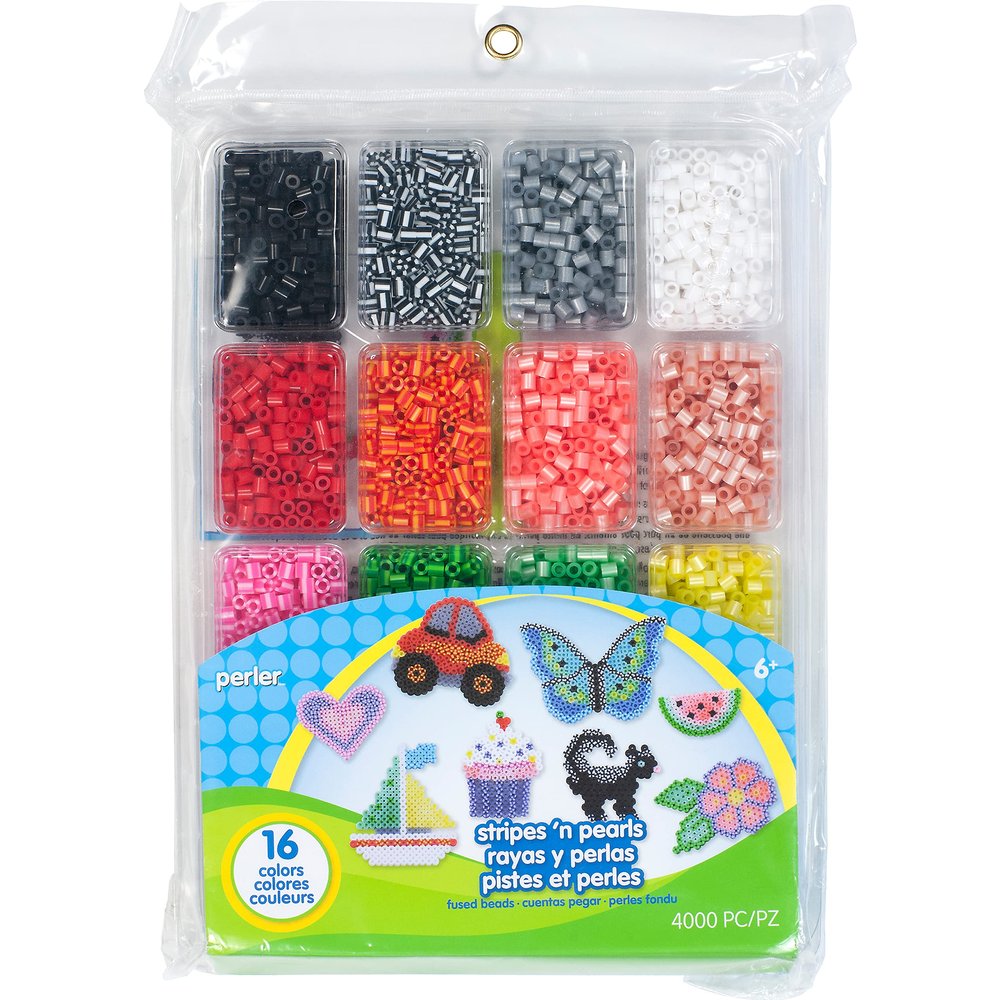 Perler Beads 80-17604 Perler Fused Bead Tray 4000/Pkg-Stripes 'n Pearls