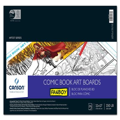 Canson Artist Series Comic Paper, Art Board, Foldover Pad, 11x17 inches, 24 Sheets (150lb/250g) - Artist Paper for Adults and Students - Colored Pencil, Marker, Ink, Pen
