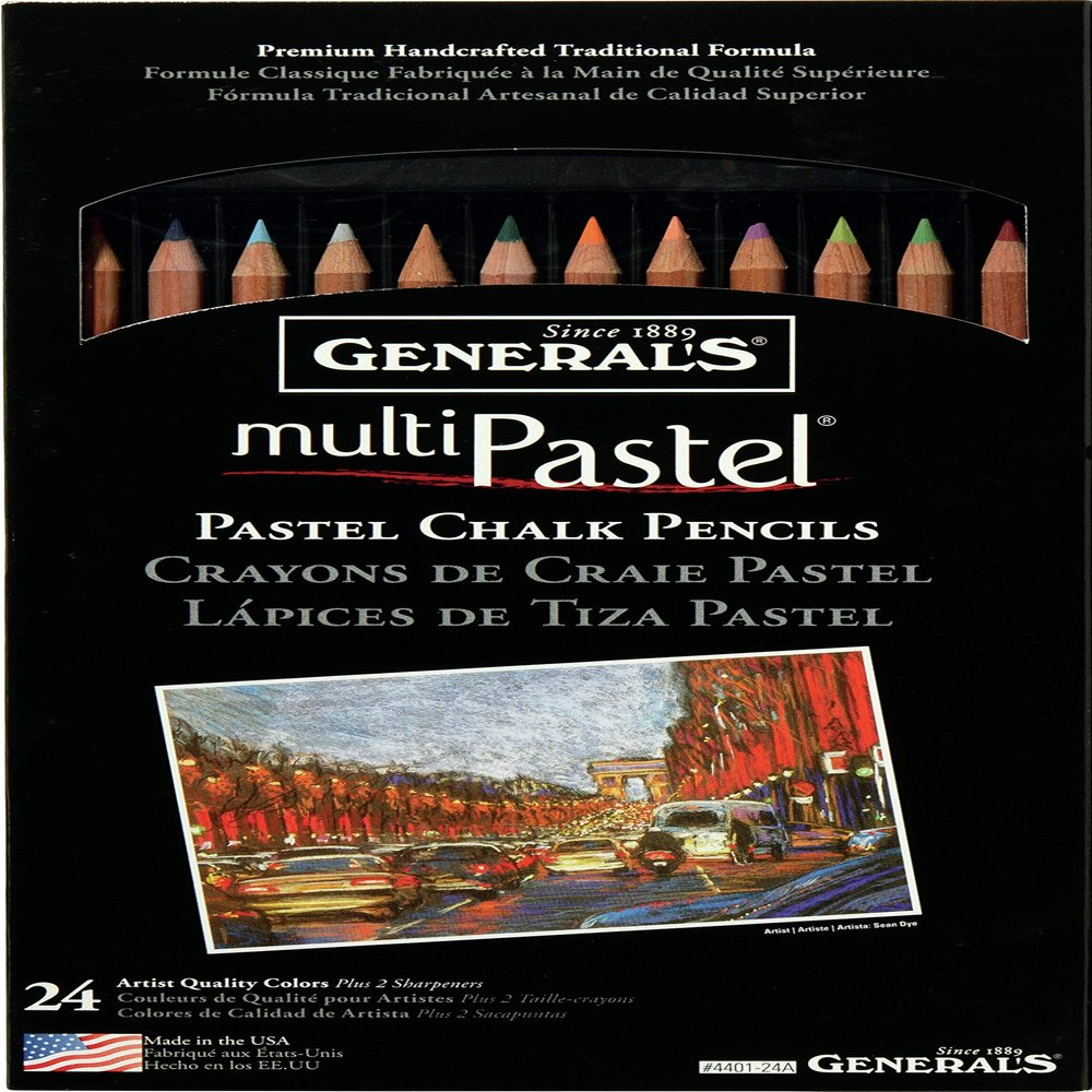 Generals G4401-24A Pastel Chalk Pencil Set of 24 by Generals