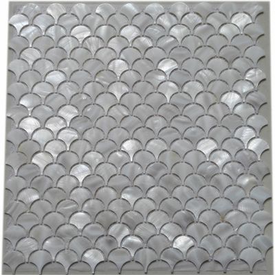 11PCS White Fish Scale Freshwater Shell Mosaic Tile Mother of Pearl Kitchen Backspalsh Bathroom Shower Wall Tiles TV Background Home Improvement Fan Pattern