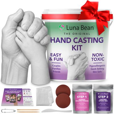 Luna Bean Hand Casting Kit The Original Hand Mold Kit for Couples Fathers Day Gift for Dad - Anniversary Engagement Birthday Gifts for Women Men Mom Wife Boyfriend Girlfriend Wedding Bridal Shower