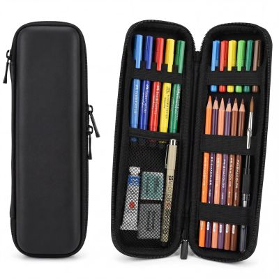 Mudder Hard Shell Slim Pencil Case Small Pen Bag Stylus Case Holder EVA Waterproof Pocket Protectors Organizer for Fountain Pen Headphones Traveller Adults(Black)