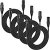 MFL. 10 ft Flexible DMX Cable 3 Pin Signal XLR Male to Female Cable Wire for Stage Lighting DJ Lights, 110 Ohms Impedance, Black, 4 Pack view 1