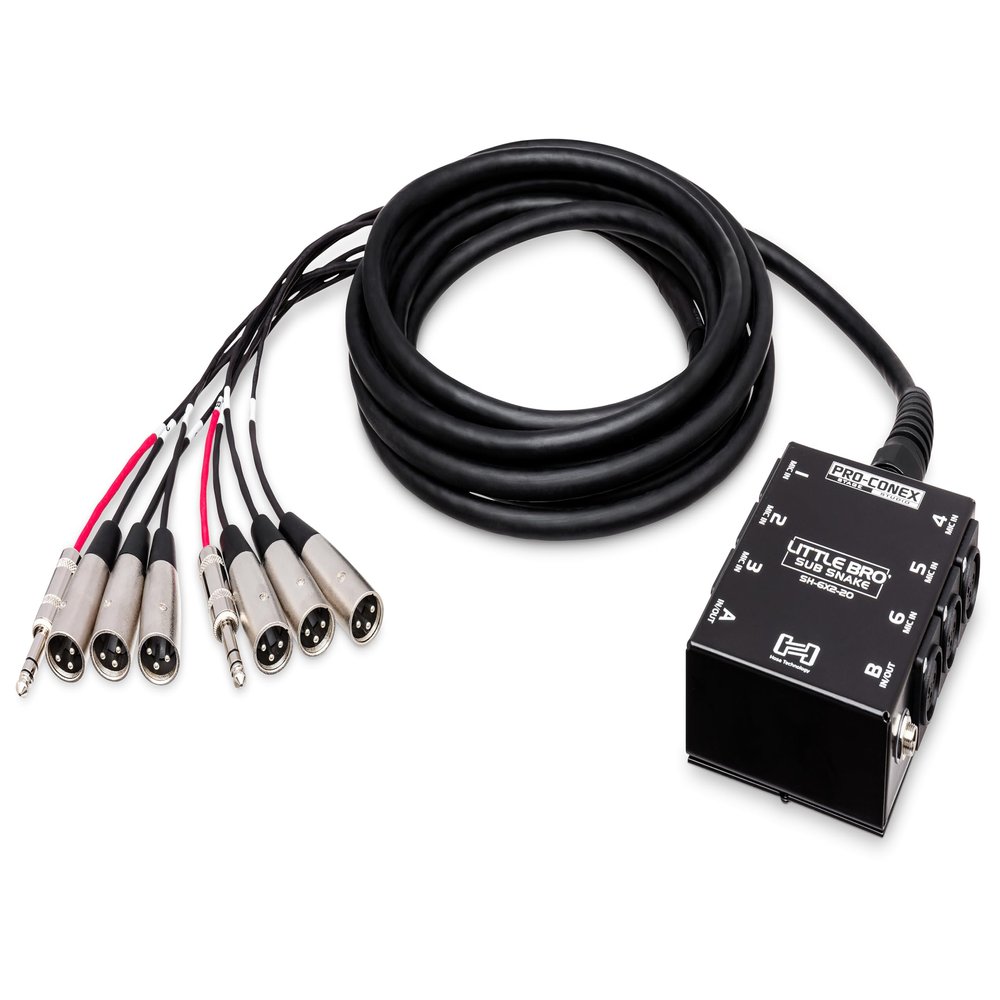 Hosa SH-6X2-30 Pro-Conex Little Bro' Sub Snake, Hosa 6 x XLR Sends and 2 x 1/4 Inch TRS Returns, 30 Feet