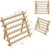 Threadnanny 60 Spools Thread Rack - Premium Birchwood Thread Storage Organizer Stand for Sewing Embroidery and Mini Cones - Holders for Spools with Wall Mount Hanging Hooks view 3