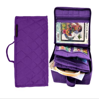 Yazzii Original Craft Organizer Tote Bag - Portable Storage Bag Organizer - Multipurpose Storage Organizer for Crafts, Cosmetics & Jewelry. Purple