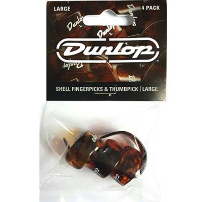 Dunlop Shell 3 Fingerpicks / 1 Thumbpick Set Large - 4 Pack