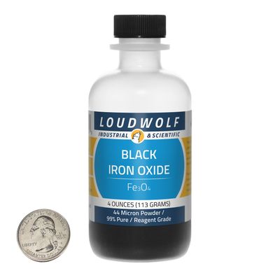Iron Oxide Black / 4 Ounce Bottle / 99% Pure Reagent Grade / 44 Micron Powder