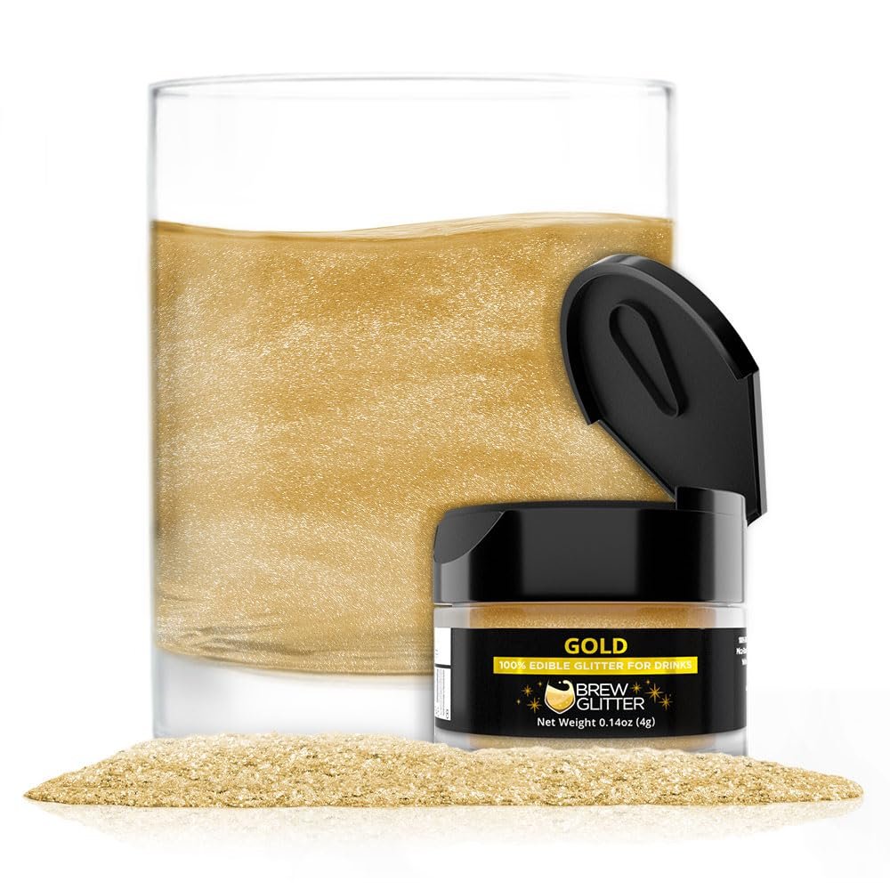 Brew Glitter Edible Glitter for Drinks, Cocktails, Beer, Garnish & Beverages (Gold, 4 Grams)