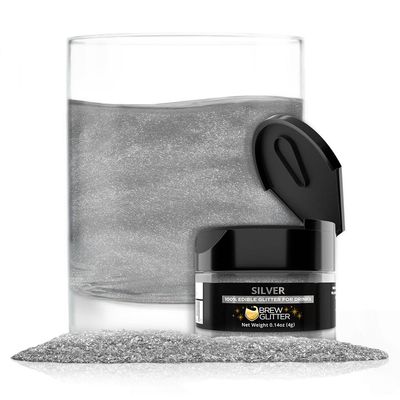 Brew Glitter Edible Glitter for Drinks, Cocktails, Beer, Garnish & Beverages (Silver, 4 Grams)