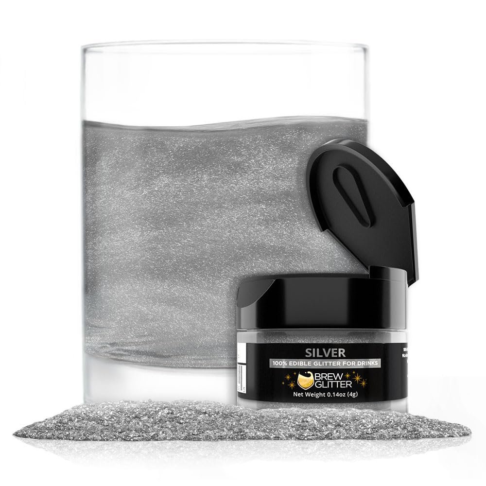 Brew Glitter Edible Glitter for Drinks, Cocktails, Beer, Garnish & Beverages (Silver, 4 Grams)