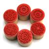 DECORA 6 Pieces Floral Pattern Round Wooden Rubber Stamp for Scrapbooking view 1