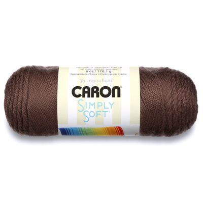 Caron Simply Soft Solids Yarn, 6oz, Gauge 4 Medium, 100% acrylic - Brown - Machine Wash & Dry