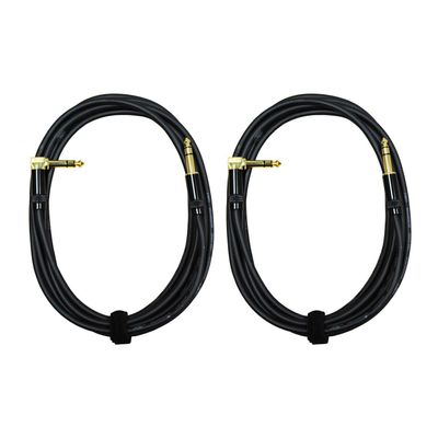 Audio2000'S E26112P2 Two-Pack 12-Feet Gold-Plated 1/4-Inch TRS Right Angle to Gold-Plated 1/4-Inch TRS Straight Audio/Patch/Stage/Recoding Cables (Total Two 12-Feet Cables)