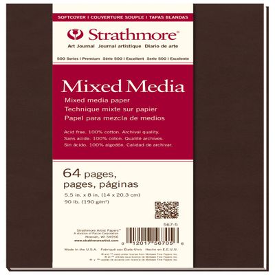 Strathmore 500 Series Softcover Mixed Media Journal, 90 lb. Paper, 5.5 X 8.5 inches, 64 Pages (567-5)