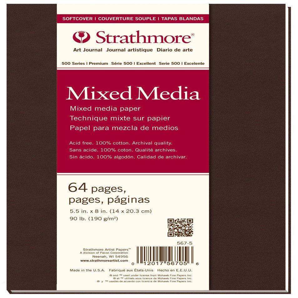 Strathmore 500 Series Softcover Mixed Media Journal, 90 lb. Paper, 5.5 X 8.5 inches, 64 Pages (567-5)