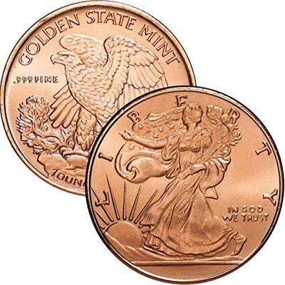 1 oz .999 Pure Copper Round/Challenge Coin (Walking Liberty)