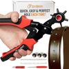 Pro-Master Belt Hole Puncher for Leather - Heavy Duty Rotary Leather Punch Tool for Belts, Watch Bands & Bags - Double Lever Action, Ergonomic Cushioned Non-Slip Handles - 2mm to 4.5mm Punching Kit view 1