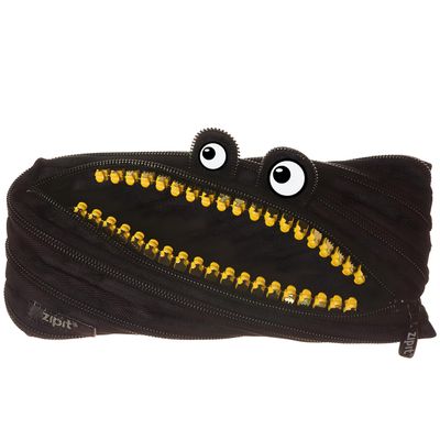 ZIPIT Grillz Pencil Case for Kids, Cute Zipper Pouch for Boys Girls and Teens, Stationery Bag for School ,Black