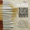 U.S. Art Supply 24-Piece Oil & Acrylic Artist Paint Brush Set with Long Handles, Canvas Brush Organizer Holder Roll-Up - Round, Flat Tips, Use for Painting Portraits, Canvas, Paper - Students, Adults view 2