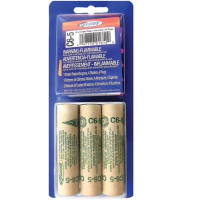 Estes C6-5 Model Rocket Engines, Standard Single-Stage Rocket Motors for Mid-Power Flights, 5-Second Delay, 3-Pack