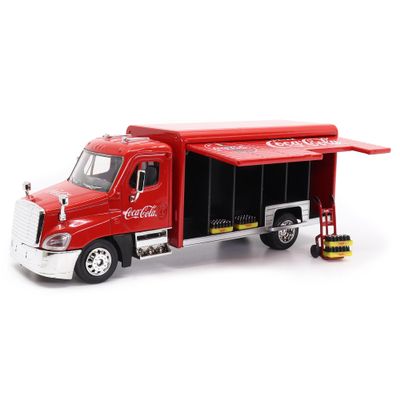 Coca-Cola 1/50 Beverage Delivery Truck With 2 Sliding doors, handcart and 2 bottle cases