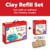 Faber-Castell Pottery Studio Refill Kit - 2 lbs. of Natural Air-Dry Pottery Clay, 6 Paint Pots and Paintbrush, Clay Making Kit for Kids view 2