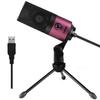 FIFINE USB Microphone, Condenser Podcast Mic with Volume Knob Control, Metal Tripod Stand, USB Cable for Recording, Online Meeting, Streaming, Video Conferencing, PC Desk Microphone-K669 Rose Red view 1