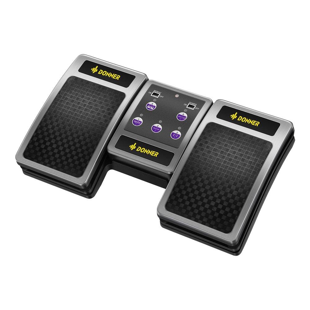Donner Bluetooth Page Turner Pedal for Tablets and Phones Rechargeable Wireless Foot Pedal, Silver