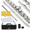 Glory Closed Hole C Flute With Case, Tuning Rod,Joint Grease and Cloth, Gloves, Nickel Siver view 1