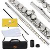 Glory Closed Hole C Flute With Case, Tuning Rod,Joint Grease and Cloth, Gloves, Nickel Siver view 2