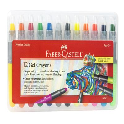 Faber-Castell Gel Crayons: 12 Jumbo Gel Crayons in Durable Storage Case: Toddler Art Supplies for Coloring and Kids Drawing, Spring Crafts for Kids (Ages 3+)